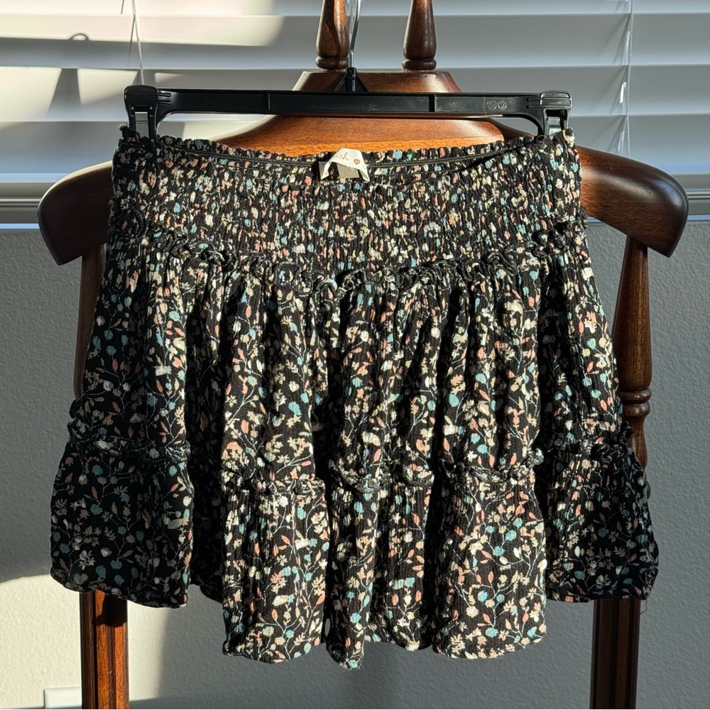 Blush J Floral Free People Smocked Y2K Mini Micro Skirt Boho Tiered Size M
